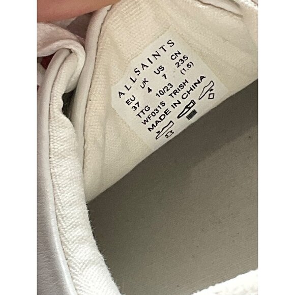 ALLSAINTS Trish Leather Sneakers in Chalk White 37 7 New with box Womens Kicks - Picture 13 of 15